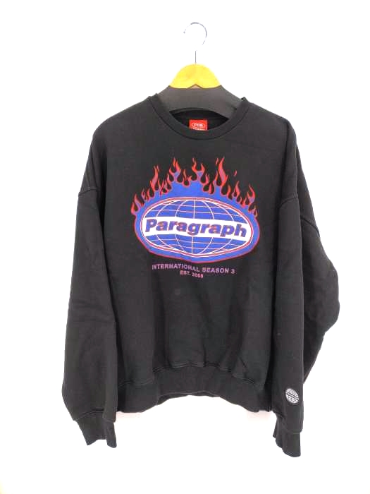 PARAGRAPH(パラグラフ) FIRE CREW SWEAT GREY  ファイヤー クルーネック スウェット メンズ FREE