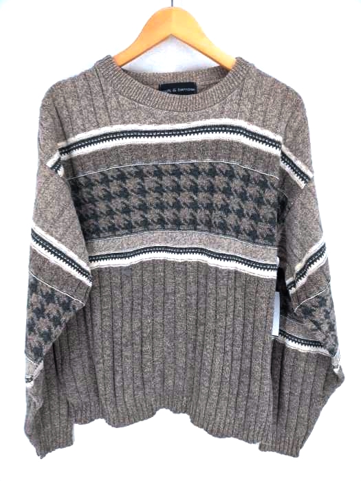 クラフトアンドバロー Croft&Barrow 千鳥格子切替ニット メンズ JPN：M