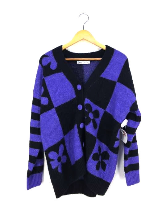 ザラ ZARA フラワーモチーフ ニットカーディガン レディース import：S