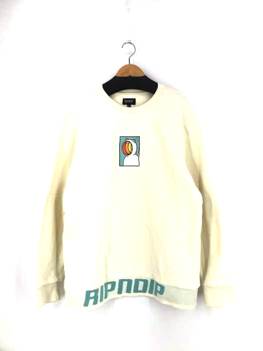 RIPNDIP(リップンディプ) MIND ロゴ刺繍 クルーネックスウェット メンズ JPN：XL