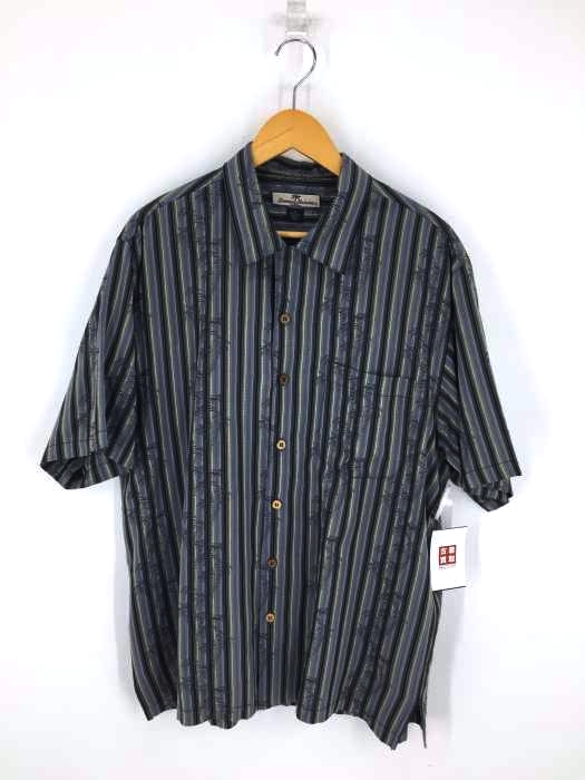USED古着(ユーズドフルギ) パームツリー柄 ストライプ シルクシャツ メンズ JPN：M