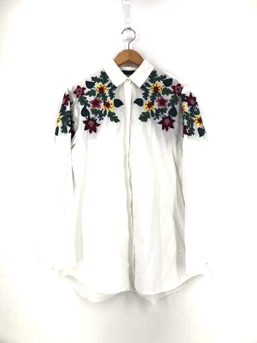 ZARA WOMAN(ザラ ウーマン) フラワー刺繍コットンシャツ レディース import：XS