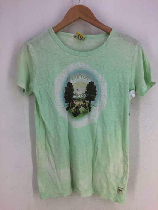 GOHEMP(ゴーヘンプ) リネンコットン プリントクルーネックTシャツ レディース FREE