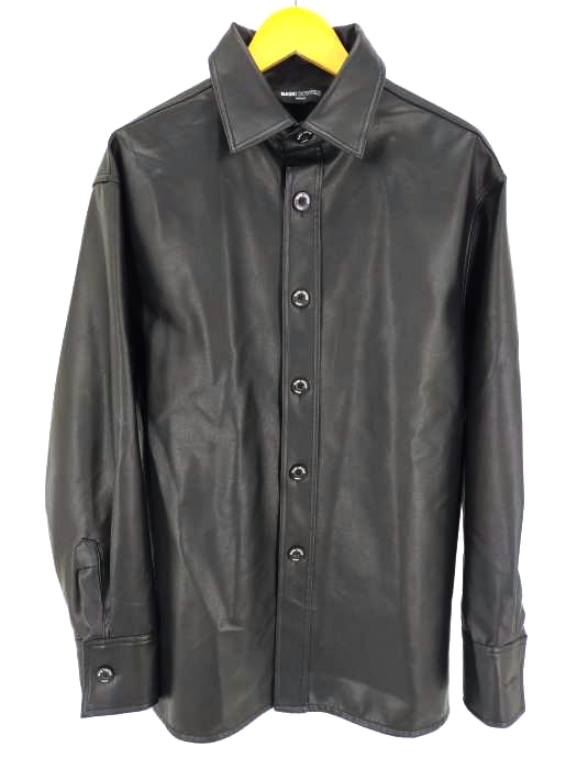 BASIC COTTON(ベーシック コットン) BCN フェイクレザー オーバーサイズシャツ ユニセックス 韓国 メンズ ONE SIZE