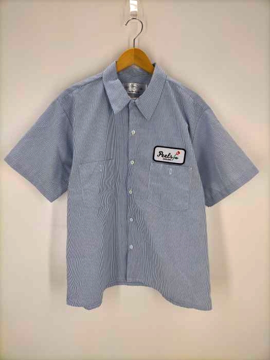 ピールズ PEELS ストライプ 半袖ワッペンワークシャツ メンズ JPN：XL