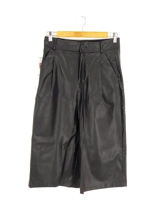 ザラ ZARA フェイクレザーワイドパンツ レディース  M