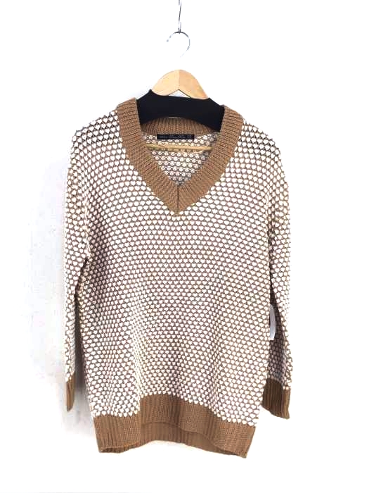 ZARA KNIT(ザラニット) Vネック アクリルニットセーター レディース import：M