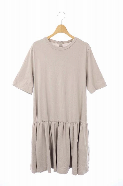 snidel(スナイデル) 21SS ORGANICS 度詰めカットワンピース フレア ミモレ丈 五分袖 ONE グレージュ /HS ■OS レディース ONE