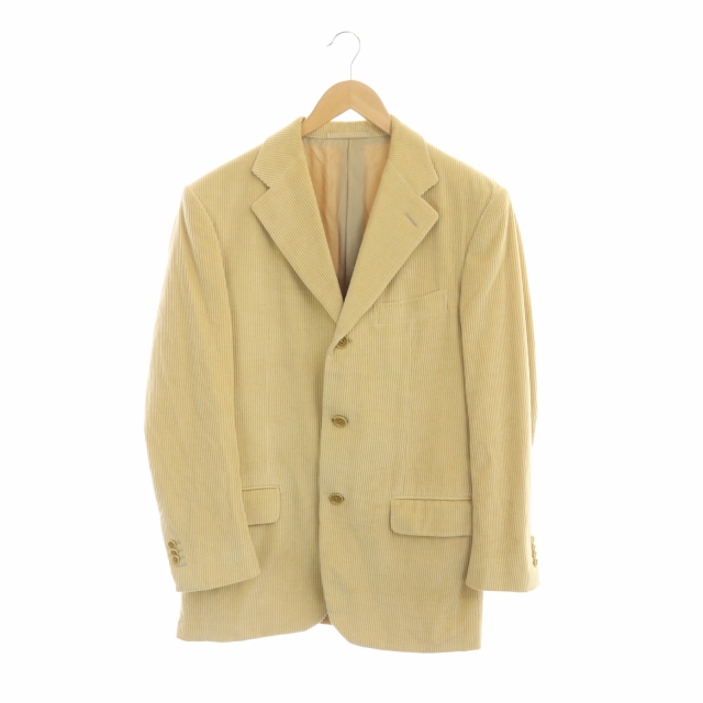 ISAIA(イザイア) zegna生地 ジャケット テーラード アウター コーデュロイ カシミヤ混 3B 総裏地 46 イエローベージュ /DO メンズ  46（日本サイズM相当）