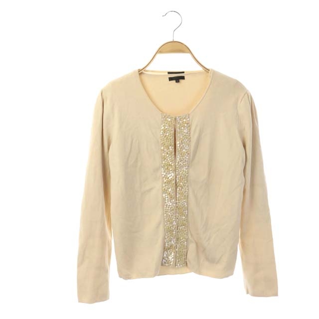 TO BE CHIC(トゥービーシック) アンサンブル ニット カットソー ビジュー装飾 カーディガン 長袖 七分袖 3 ベージュ /ES レディース  3（日本サイズL相当）