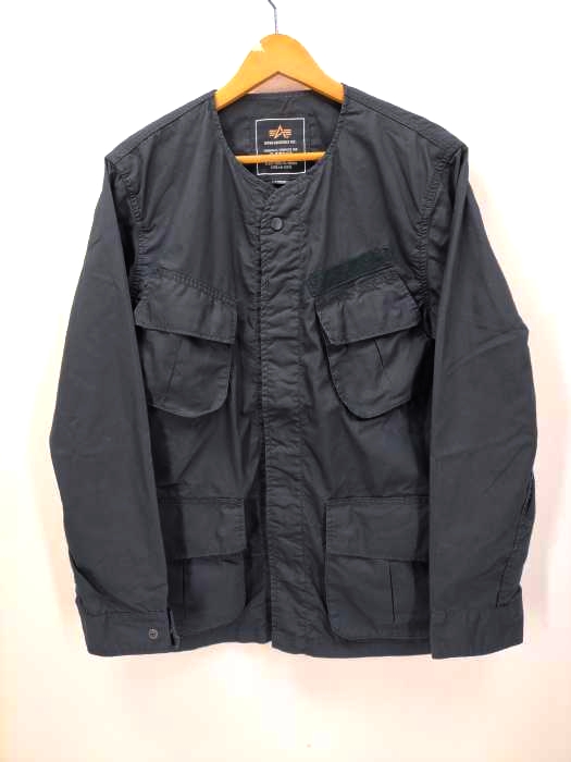 ALPHA INDUSTRIES(アルファインダストリーズ) ノーカラー ミリタリージャケット ファティーグジャケット メンズ JPN：L