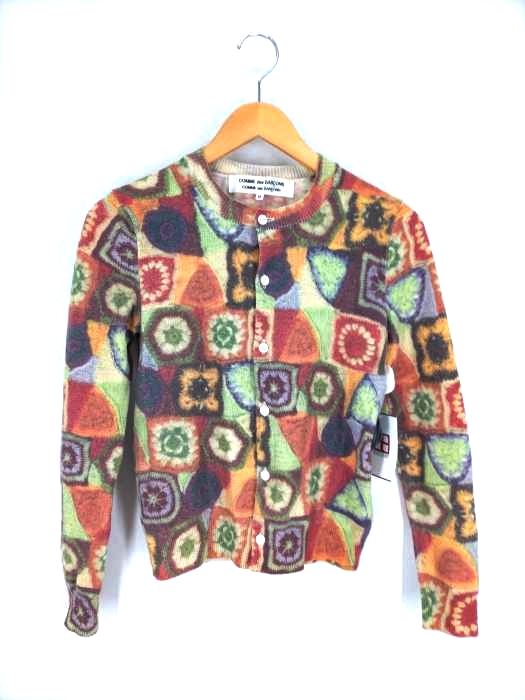コムデギャルソンコムデギャルソン COMME des GARCONS COMME des GARCONS AD2005 05AW 総柄転写プリントクルーネックカーディガン レディース JPN：M