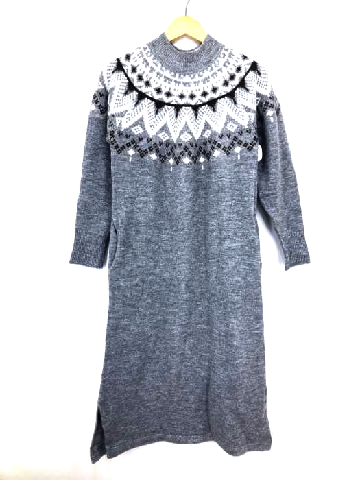AZUL by moussy(アズールバイマウジー) 求心柄ニットワンピース レディース  M