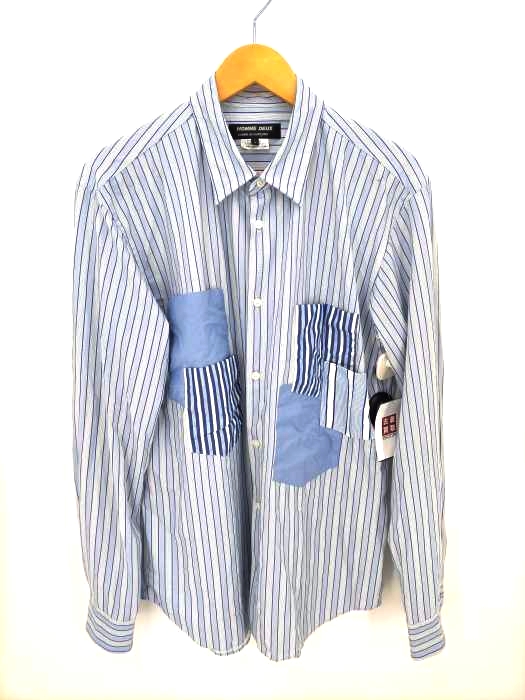 コムデギャルソンオムドゥ COMME des GARCONS HOMME DEUX 21AW ストレッチナイロンマルチポケットストライプシャツ メンズ JPN：L