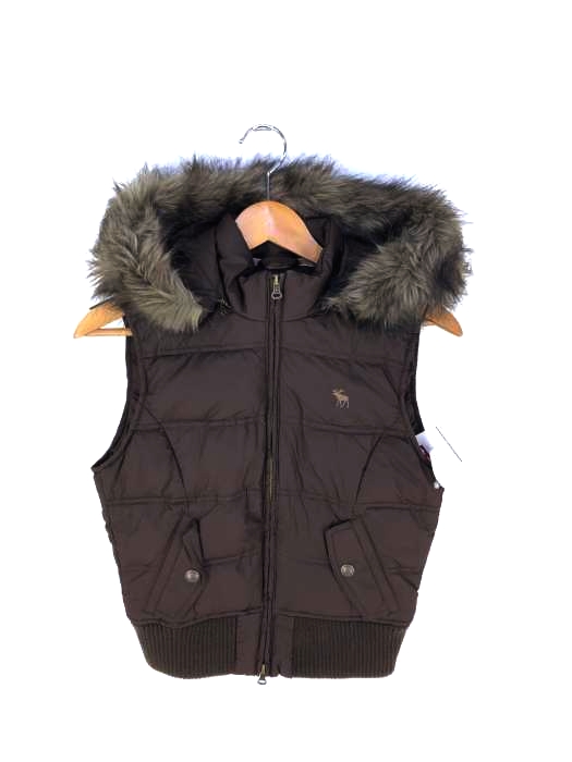 アバクロンビー Abercrombie ファー付きフーデッドダウンベスト レディース  XL