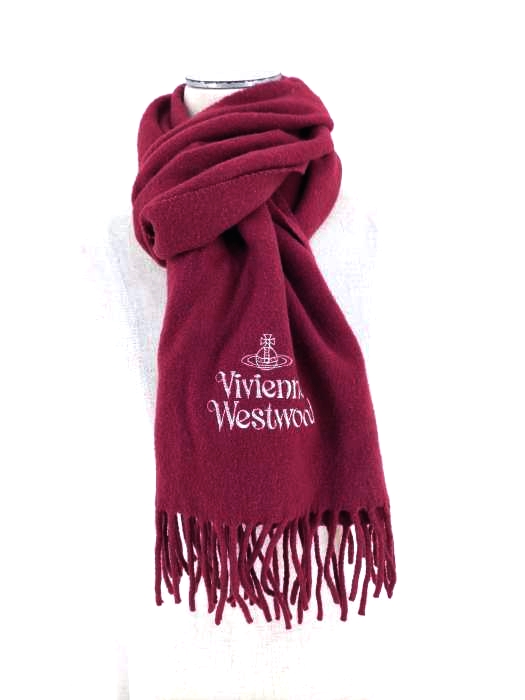 ヴィヴィアンウエストウッド アクセサリー Vivienne Westwood Accessories ロゴ刺繍 ウールフリンジマフラー レディース 表記無