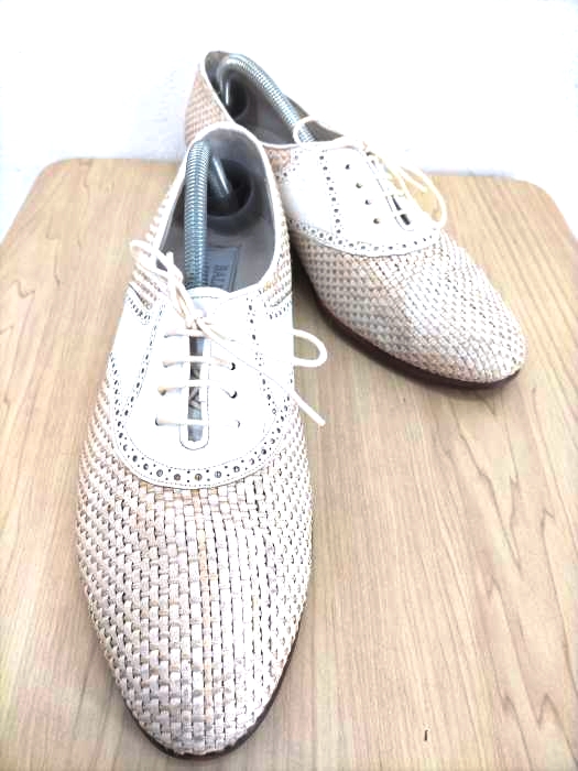 バリー BALLY MADE IN ITALY レザー×ジュート 編み込みシューズ メダリオン 内羽根  メンズ US：10