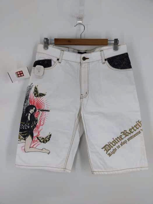 バットウムスメ DIVINE RETRIBUTION 抜刀娘 和柄 花 オールドイングリッシュ 刺繍デニムショートパンツ メンズ  36