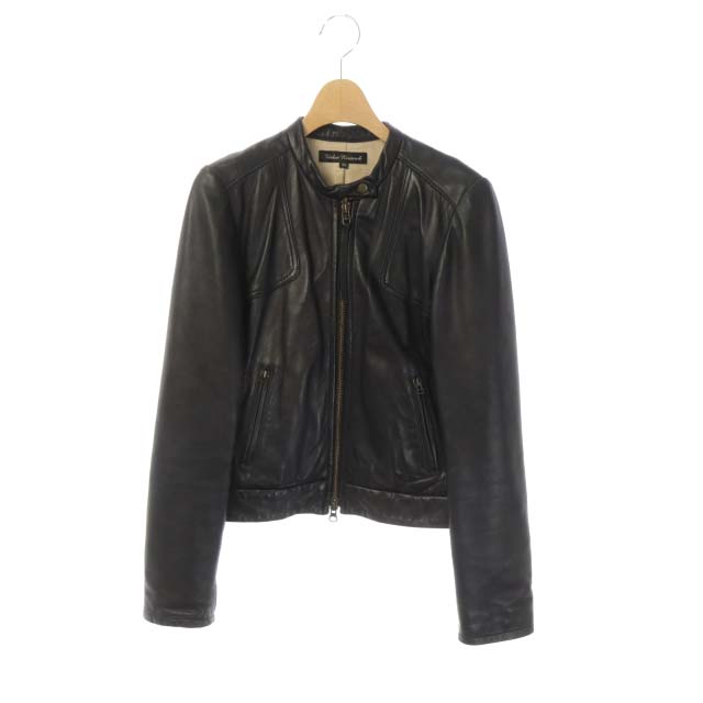 URBAN RESEARCH(アーバンリサーチ) ライダース ジャケット シングル レザー ラムレザー 羊革 ジップアップ 36 黒 ブラック /ES レディース  36（日本サイズS相当）