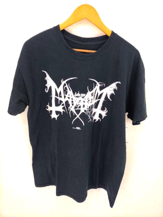 USED古着(ユーズドフルギ) MAYHEM WHITE LOGO 1997コピーライト付きクルーネックTシャツ メンズ 表記無