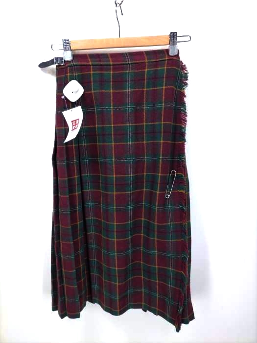 ユーズドフルギ USED古着 MADE IN SCOTLAND  チェック柄ウールプリーツ巻きスカート レディース  64cm