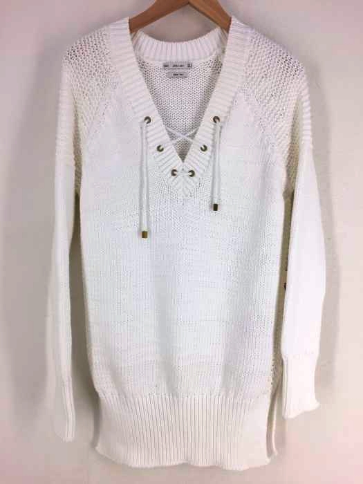 ザラ ZARA SWETER KREMOWY PLECIONY レディース  M