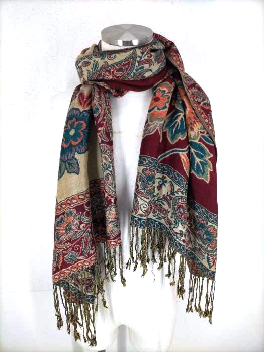 PASHMINA(パシュミナ) 55% PASHMINA 45% SILK 混紡ペイズリースカーフ レディース 表記無