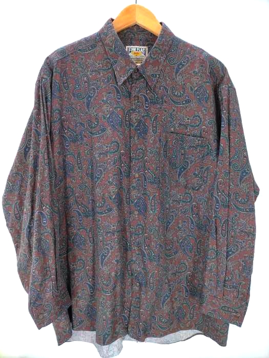 ユーズドフルギ USED古着 FIRE FLAG BASIC ペイズリー 総柄シャツ メンズ  3L