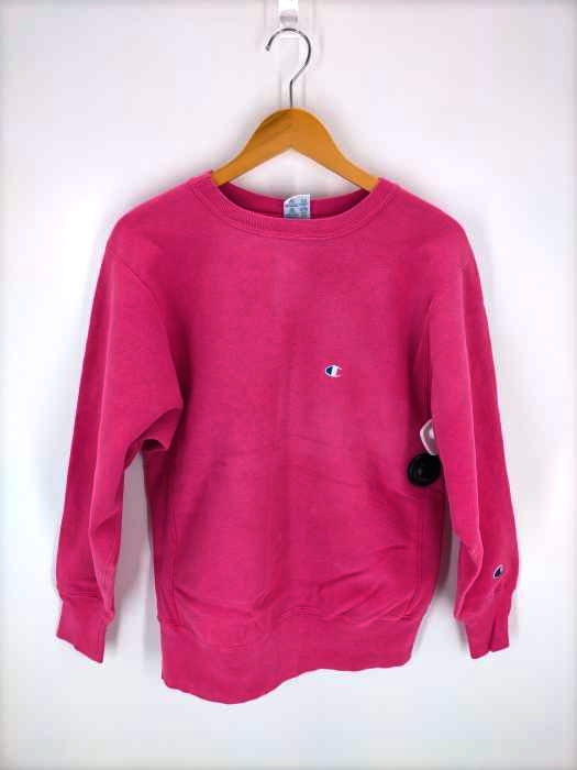 Champion(チャンピオン) 90S USA製 REVERSE WEAVE ピンクボディ 青目刺繍 クルーネックスウェット メンズ JPN：L