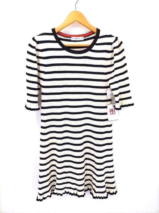 ZARA(ザラ) ボーダーニットワンピース レディース import:L