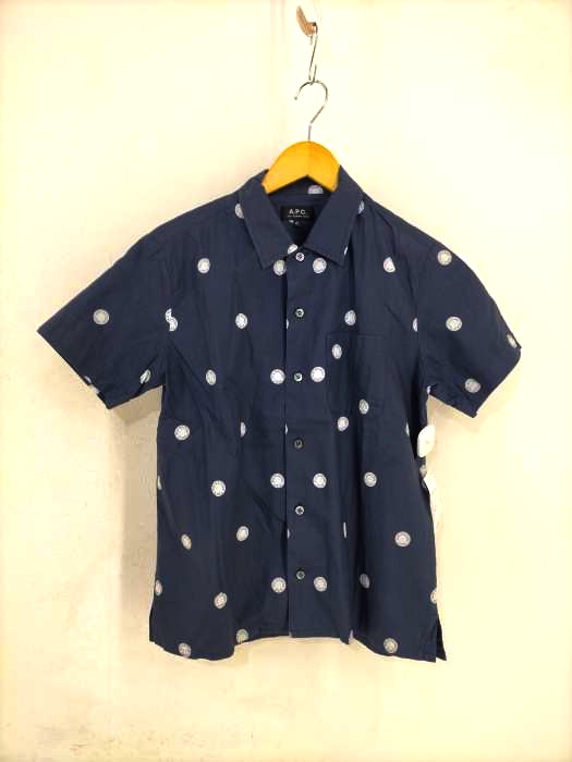 A.P.C.(アーペーセー) RUE MADAME PARIS ランダムドット柄コットン半袖シャツ メンズ JPN:XS