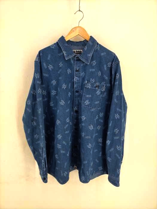 アベイシングエイプ A BATHING APE SHARK PATTERN DENIM SHIRT メンズ  2XL