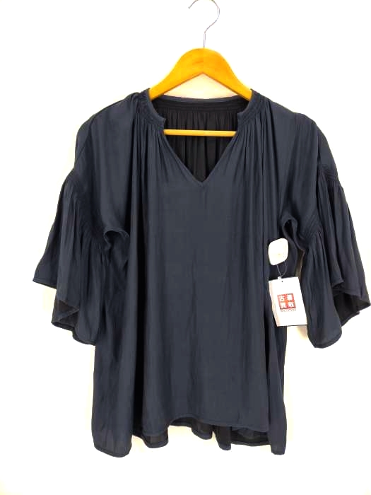 AZUL by moussy(アズールバイマウジー) シャーリングギャザーフレアスリーブブラウス レディース  S