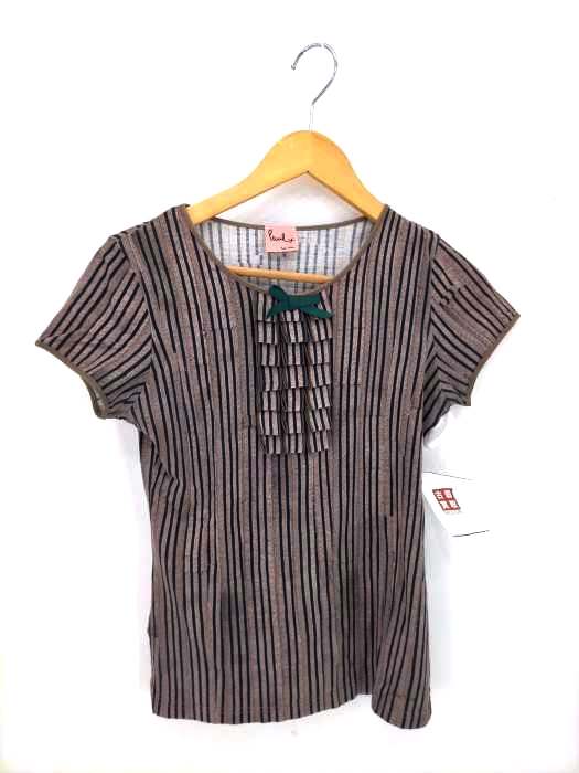 Paul+ Paul Smith(ポールスミスプラス) フリルストライプ 転写Tシャツ レディース JPN：M