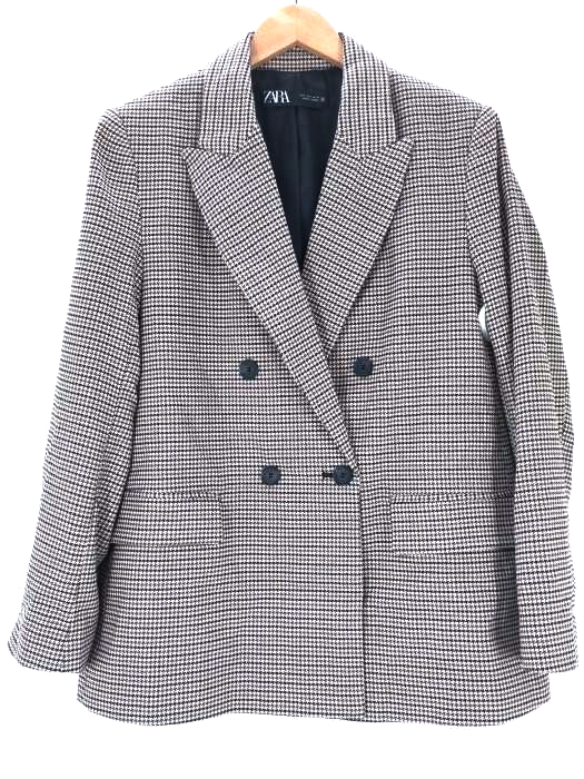 ザラ ZARA 千鳥格子 ダブルテーラードジャケット レディース  USA S