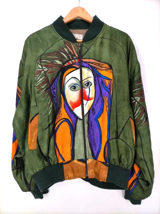 USED古着(ユーズドフルギ) {{POSITIVE IMAGE}} 似顔絵アート ジップアップブルゾン メンズ 表記無