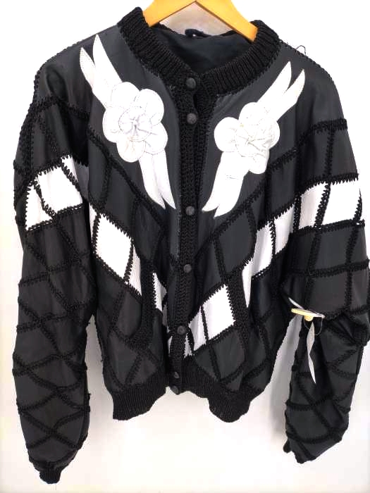 ユーズドフルギ USED古着 レザークロシェットパッチワークジャケット メンズ US：40