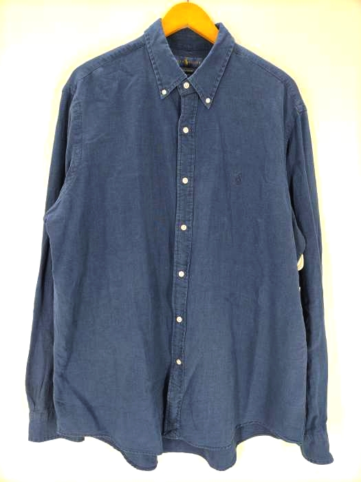 ラルフローレン RALPH LAUREN ポニー刺しゅう INDIGO OXFORD B.D シャツ メンズ import：XL