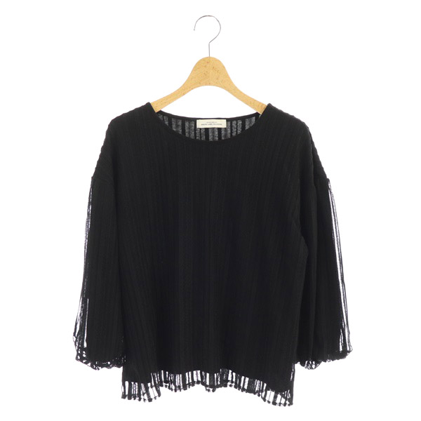 UNITED ARROWS green label relaxing(ユナイテッドアローズグリーンレーベルリラクシング) グリーンレーベルリラクシング ユナイテッドアローズ green label relaxing ストライプレース カットソー 七分袖 黒 ブラック /MY ■OS レディース レディース  表記なし