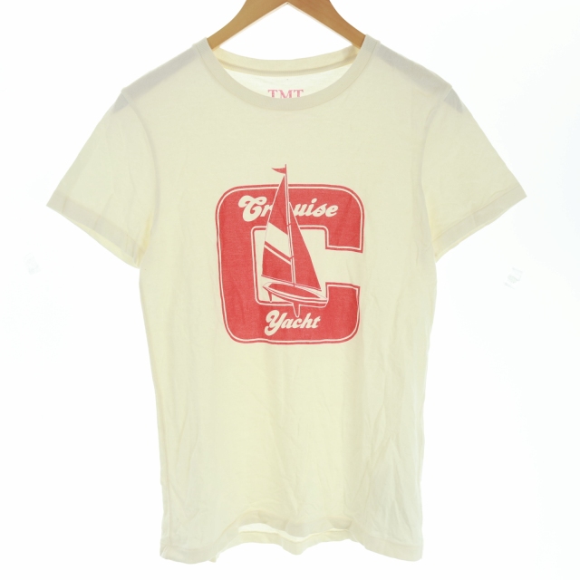 TMT(ティーエムティー) Tシャツ カットソー 半袖 プリント ロゴ S アイボリー 赤 レッド /ST ■GY メンズ  S