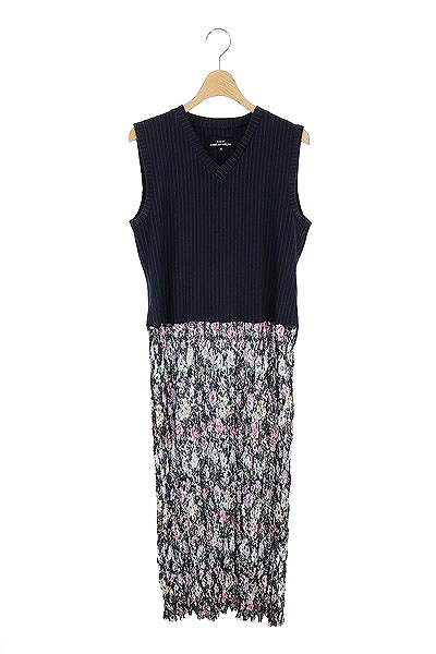 tricot COMME des GARCONS(トリココムデギャルソン) ワンピース ロング ノースリーブ ストライプ 花柄 タイト レディース  サイズ表記なし