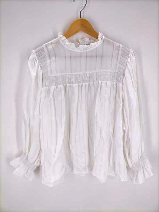 ZARA(ザラ) CONTRAST BLOUSE WITH RUFFLED TRIMS 袖ボリュームブラウス レディース JPN：M