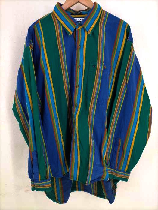 カラーズ バイ アレクサンダー ジュリアン COLOURS by ALEXANDER JULIAN マルチカラーストライプシャツ メンズ import：XL