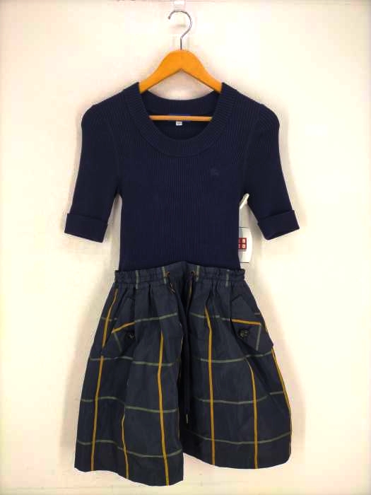 バーバリーブルーレーベル BURBERRY BLUE LABEL 異素材 チェック ワンピース レディース JPN：36