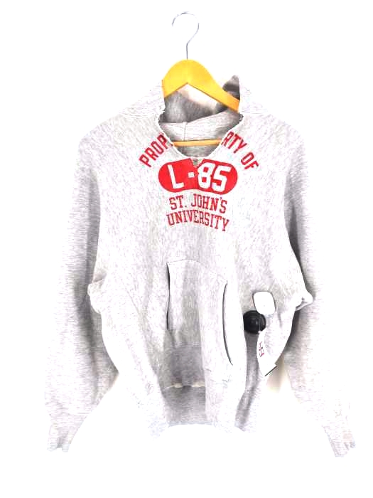 Champion(チャンピオン) 70S 赤単色タグ カプセル ラバープリント ST JOHNS UNIVERSITY 4段アーチロゴ REVERSE WEAVE プルオーバーパーカー メンズ JPN：L