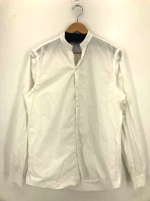 ZARA(ザラ) PREMIUM POPLIN SHIRT WITH STAND UP COLLAR メンズ import：M