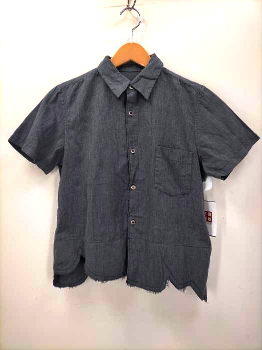 robe de chambre COMME des GARCONS(ローブドシャンブルコムデギャルソン) AD2003 カットオフデザイン 半袖ボタンシャツ レディース  M
