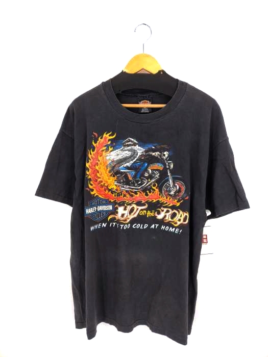 ハーレーダビッドソン HARLEY-DAVIDSON USA製 両面プリント クルーネックTシャツ 袖裾シングル メンズ import：XL