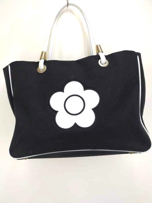 マリークワント MARYQUANT エナメルハンドル キャンバストートバッグ レディース 表記無