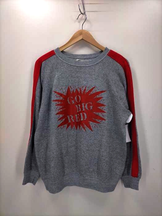 ユーズドフルギ USED古着 袖 ライン GO BIG RED ラバープリント スウェット メンズ JPN：L